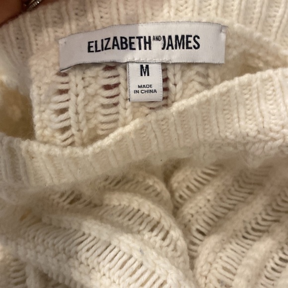 Elizabeth and James White Cropped Angora ivory Sweater - M - Picture 6 of 7
